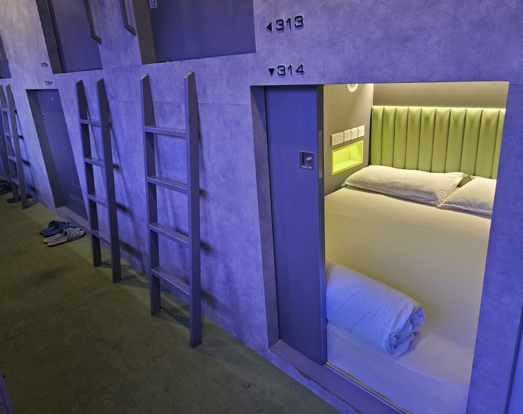 A room in the capsule hotel, "Circular house", in Singapore