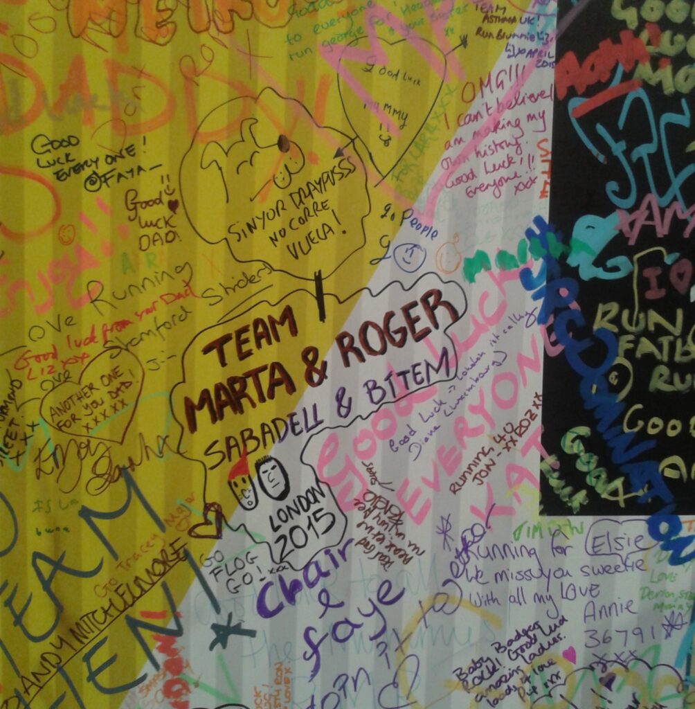 Messages and drawings in the London Marathon Expo 2015