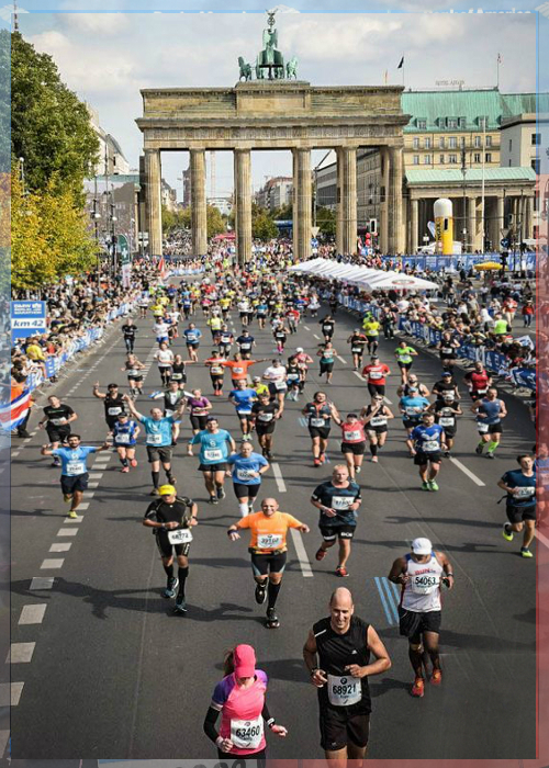 The running ginger and Roger running the Berlin Marathon in 2017