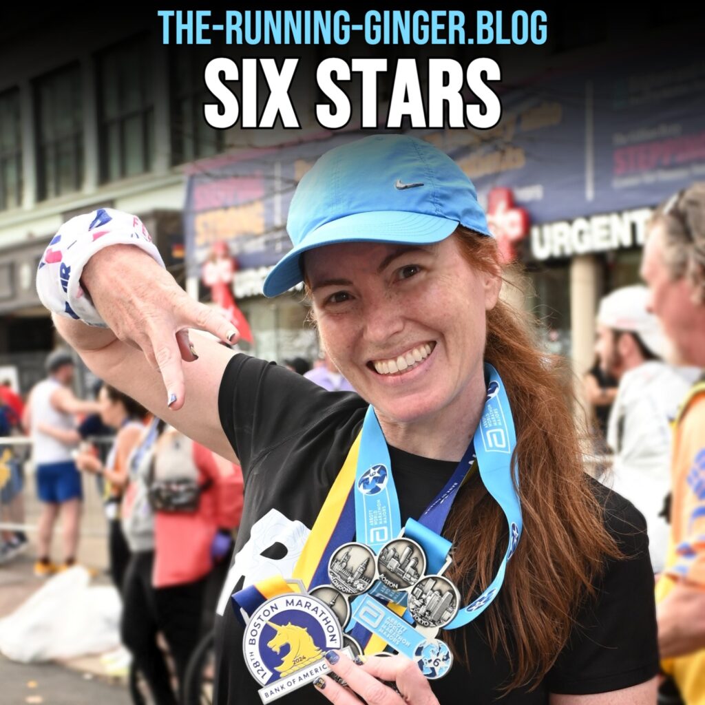 The running ginger with the Boston and the Six Stars Medal in Boston