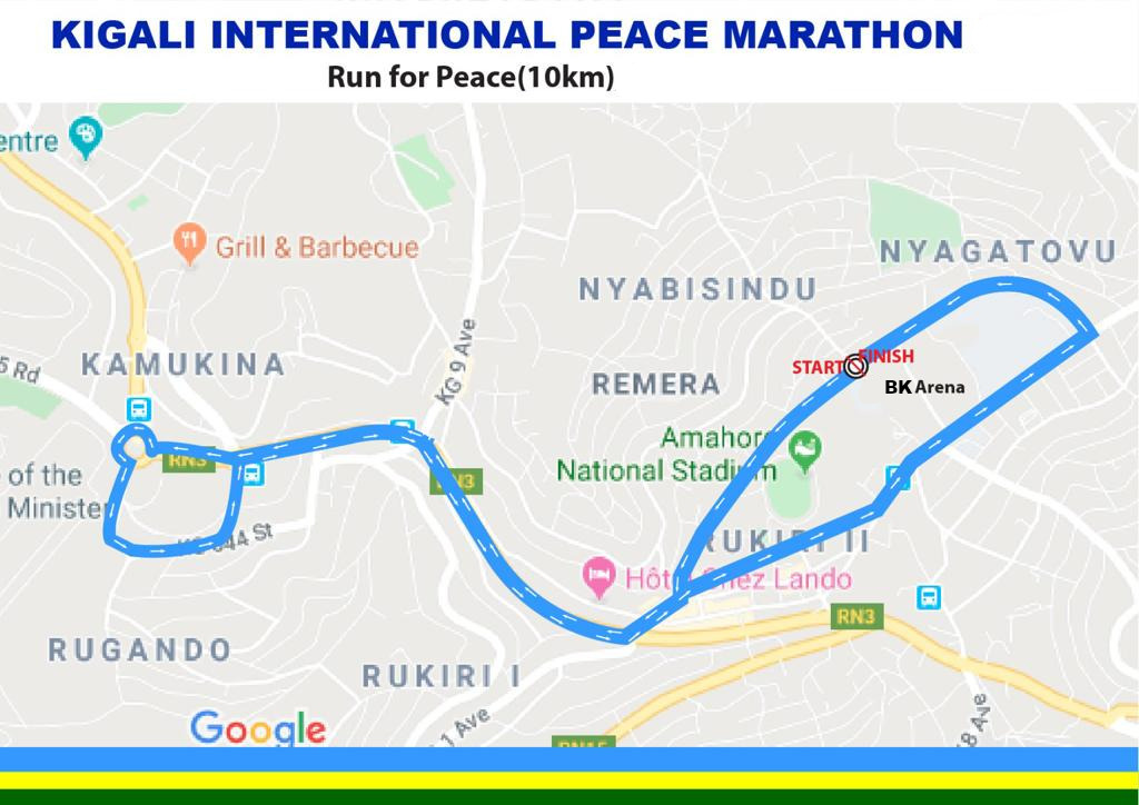 Kigali International Peace Marathon in Rwanda Race Course - "Run for Peace" 10k