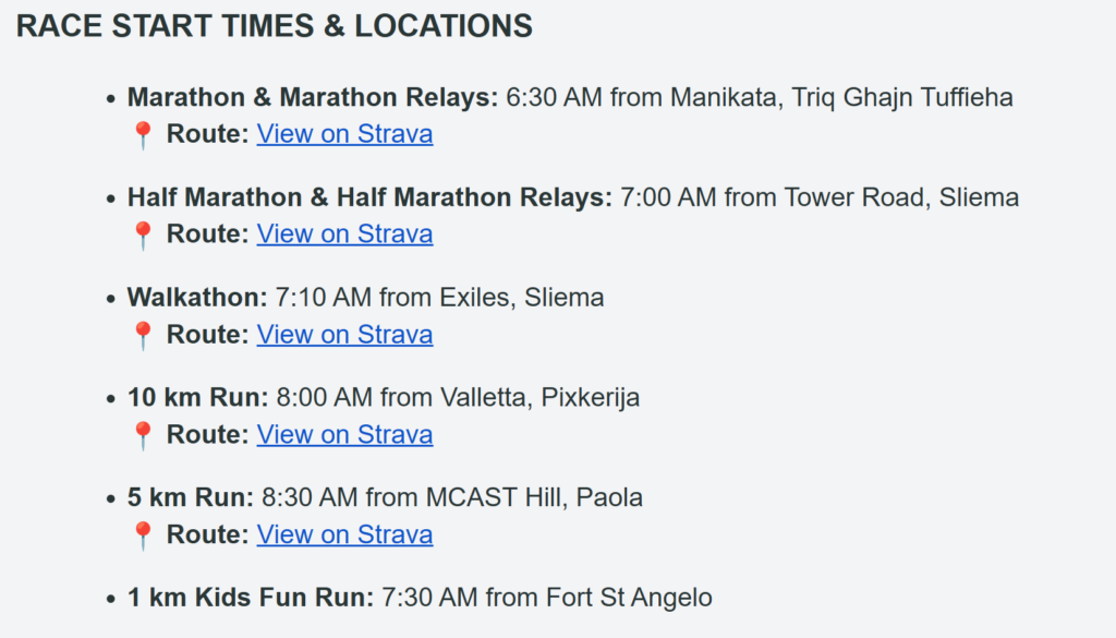 Race details for La Valette Marathon 2025