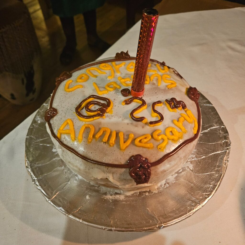 25 years anniversary cake baked by Buhome Gorilla Camp in Uganda, June 2025
