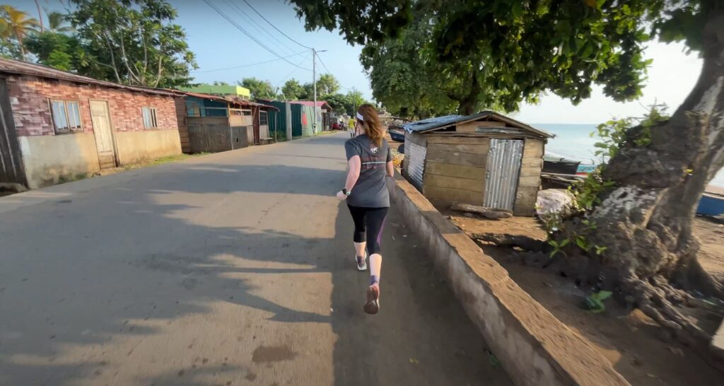 Running in Sao Tomé in June 2025, along the coast at sunrise