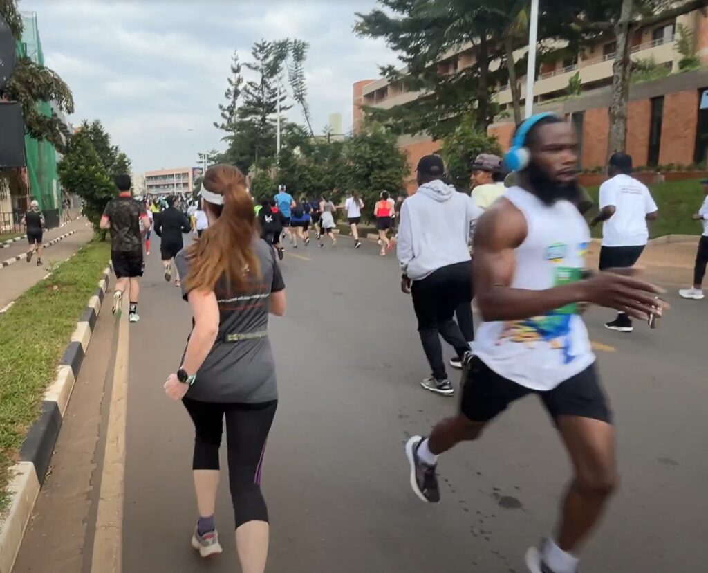 Running the Kigali International Peace Marathon in June 2025, Rwanda