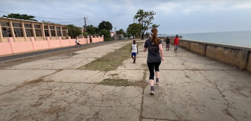 Running in Sao Tomé in June 2025, along the coast at sunrise