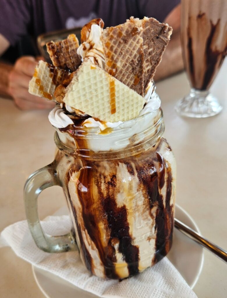 A massive Snickers shake in the Middle East restaurant in Entebbe in Uganda
