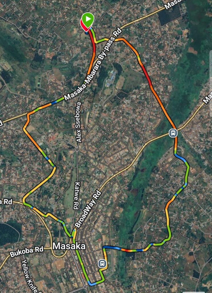 Route for our run for the 10k in the Uganda Marathon - map.
