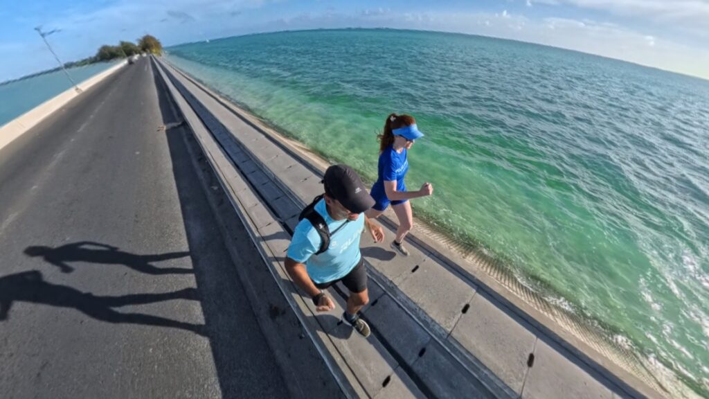 Images of our run in Betio, Kiribati in 2025. The running ginger running in the Betio - Bairiki Highway in Kiribati.
