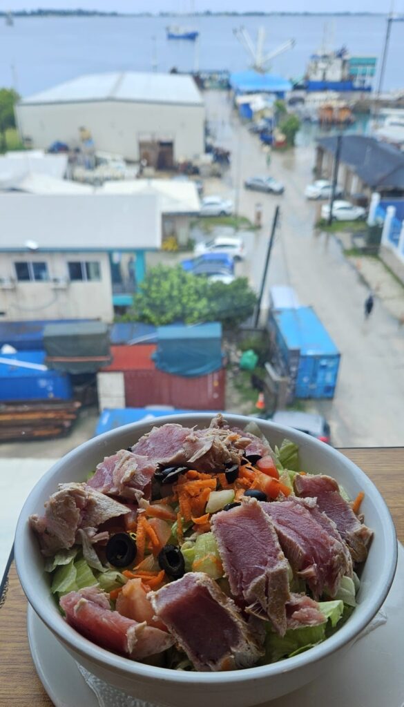 Seared Tuna Salad in Troek Restaurant in Majuro Atoll in Marshall Islands

