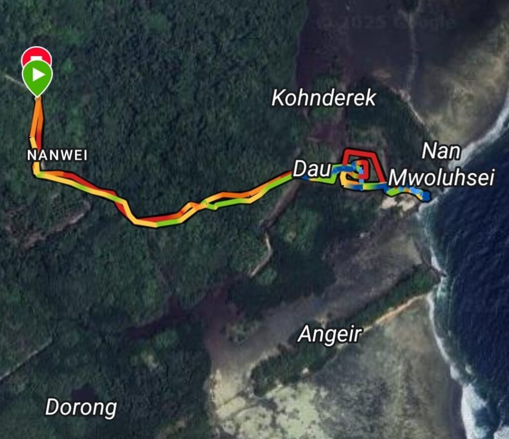 Route map for our run in Pohnpei in Micronesia. Suggested route. 