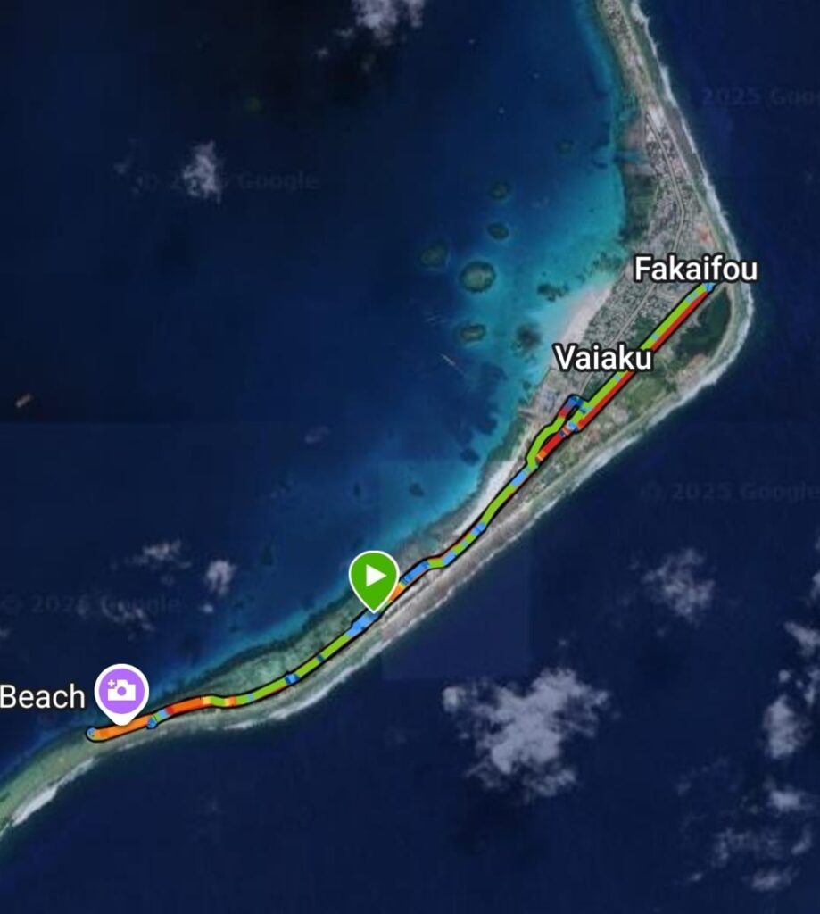 Recommended 10k course run in Funafuti, Tuvalu. Map of our run in Tuvalu.