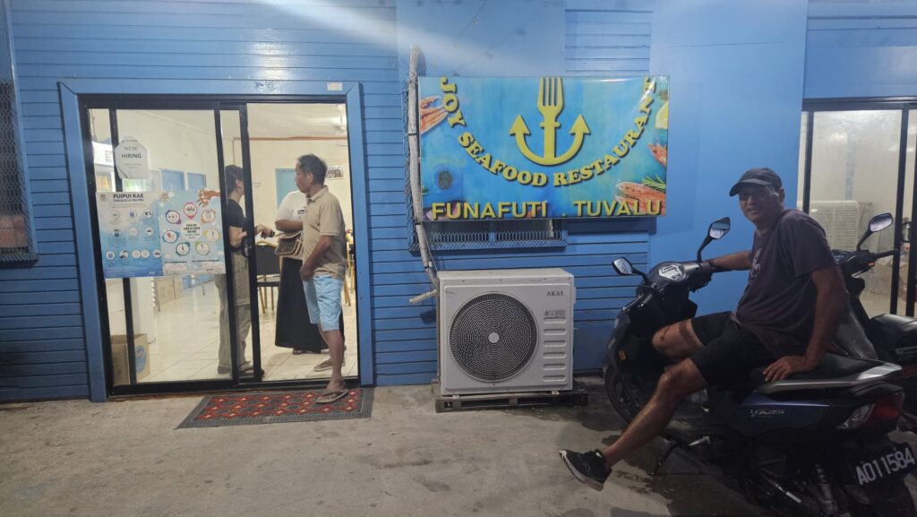 Restaurant in Tuvalu, the least visited country of the world, in the Pacific, in September 2025.