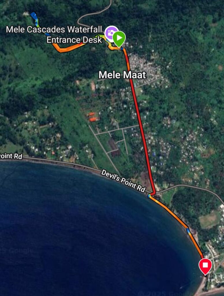 Route map for our second Port Vila in Vanuatu Recoomended 5k run.