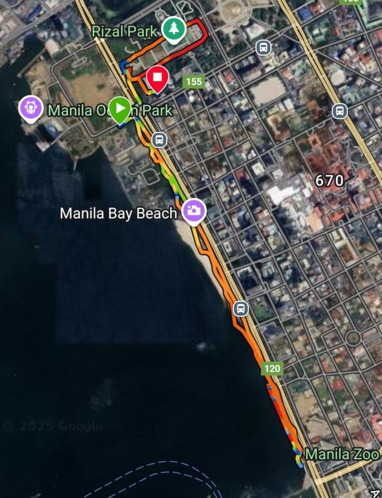 6k Recommended Route for running in Manila along Manila Bay and Rizal Park