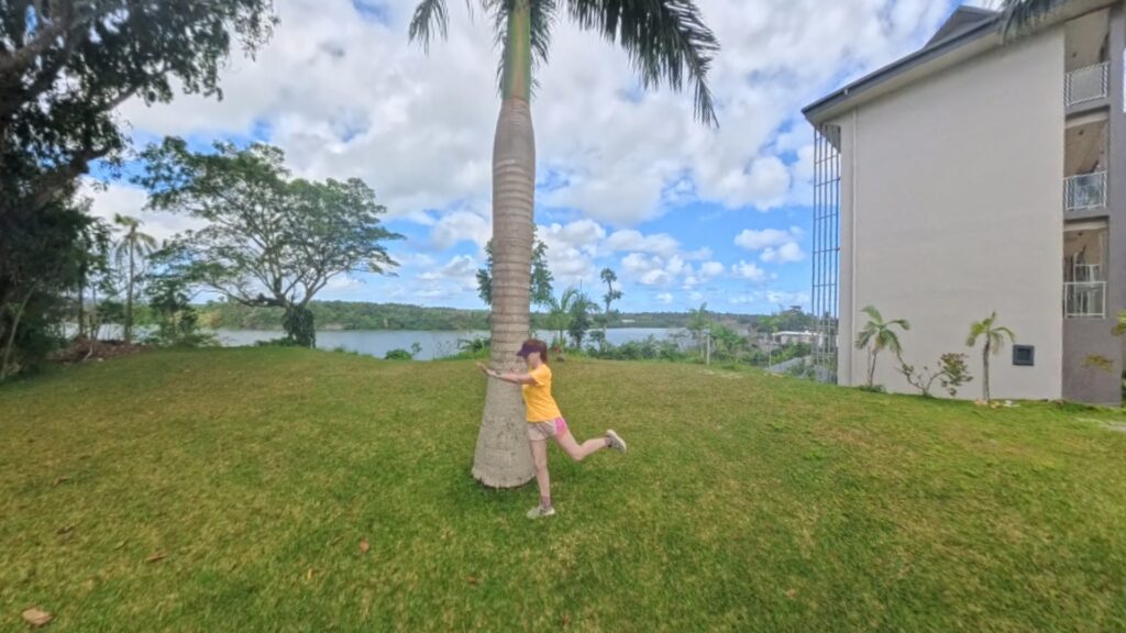 The running ginger streching in front of the Ocean Pacific in Port Vila, Vanuatu