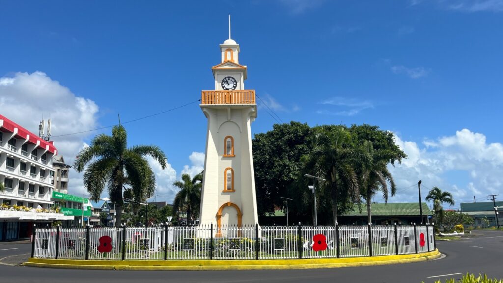 Iconic images of Samoa in 2025 during our trip in August. Clock tower in Apia.