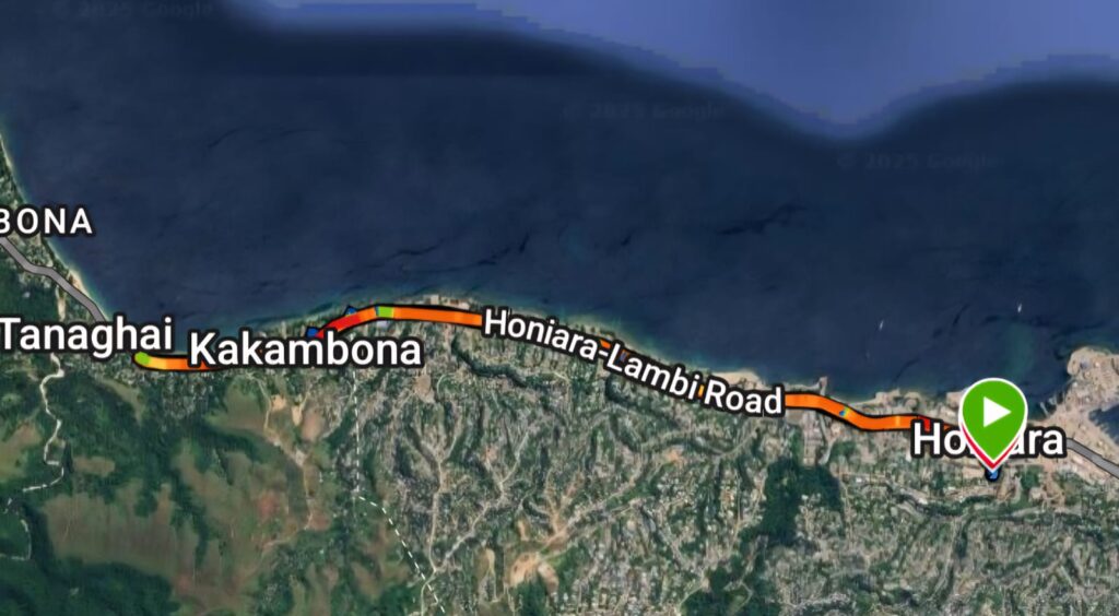 Route map for a 12k run starting in Honiara. Recommened run route for running in the Solomon Islands.