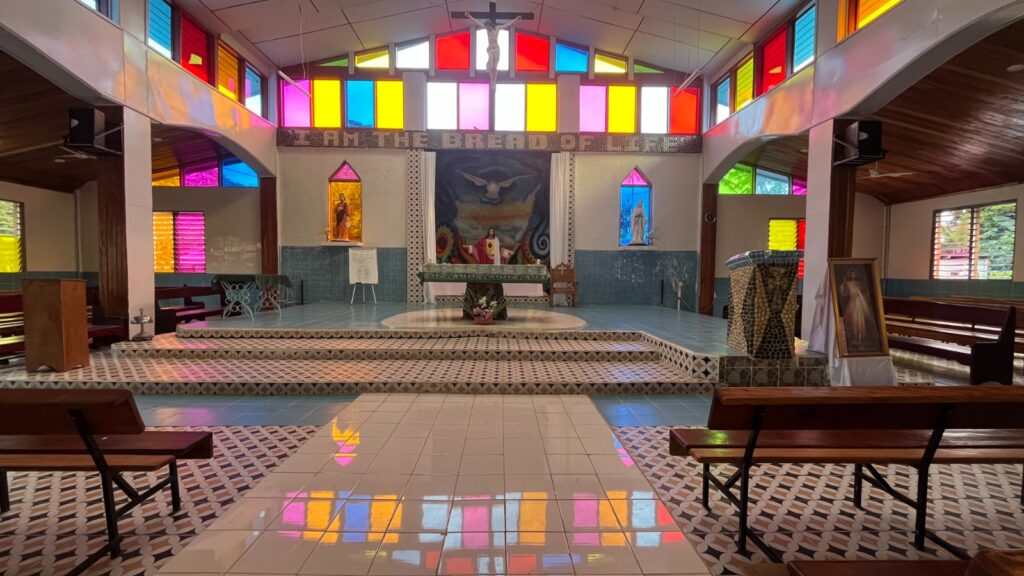 Itnterior of aRoman Catholic Church near Honiara, Solomon Islands.