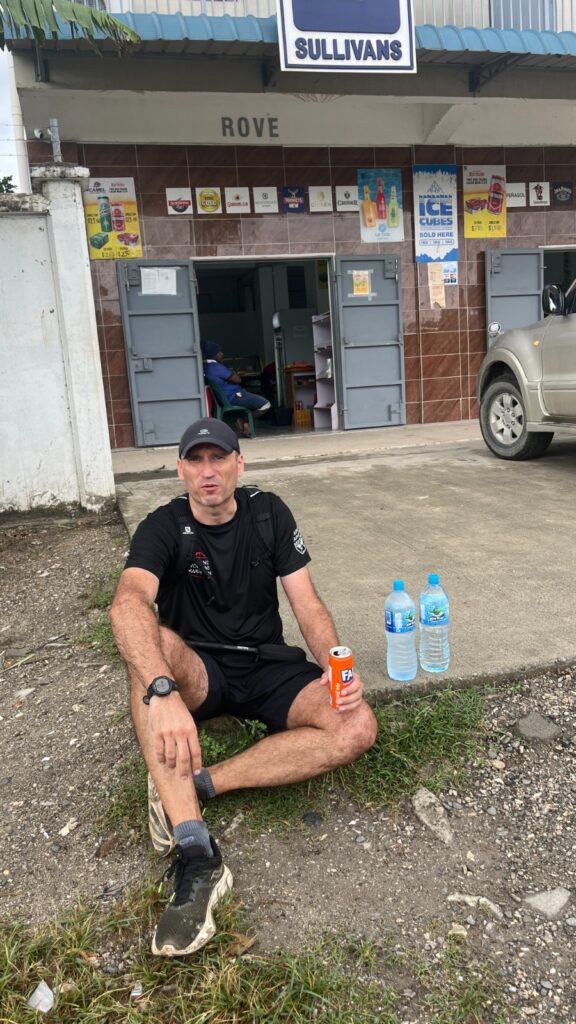 Drinking and refueling during our 12k run in Honiara, Solomon Islands.