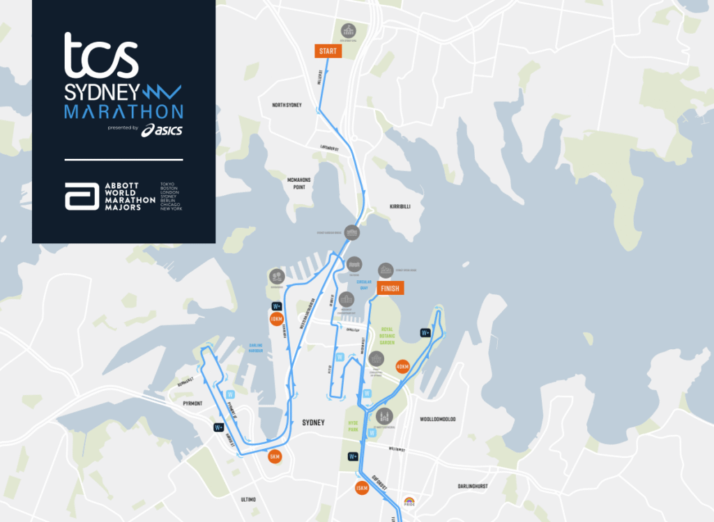 Course map for Sydney Marathon 2025