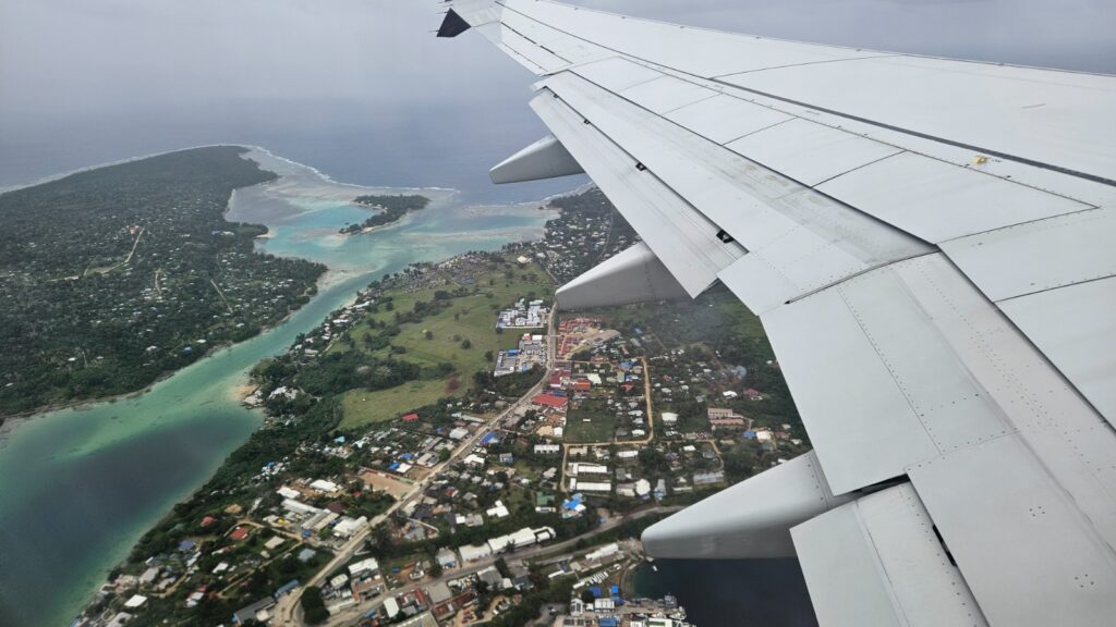 Landing in Port Vila, Vanuatu. Image from the air.