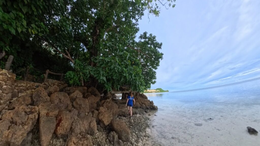 The running ginger running in Tumon Beach in Guam 