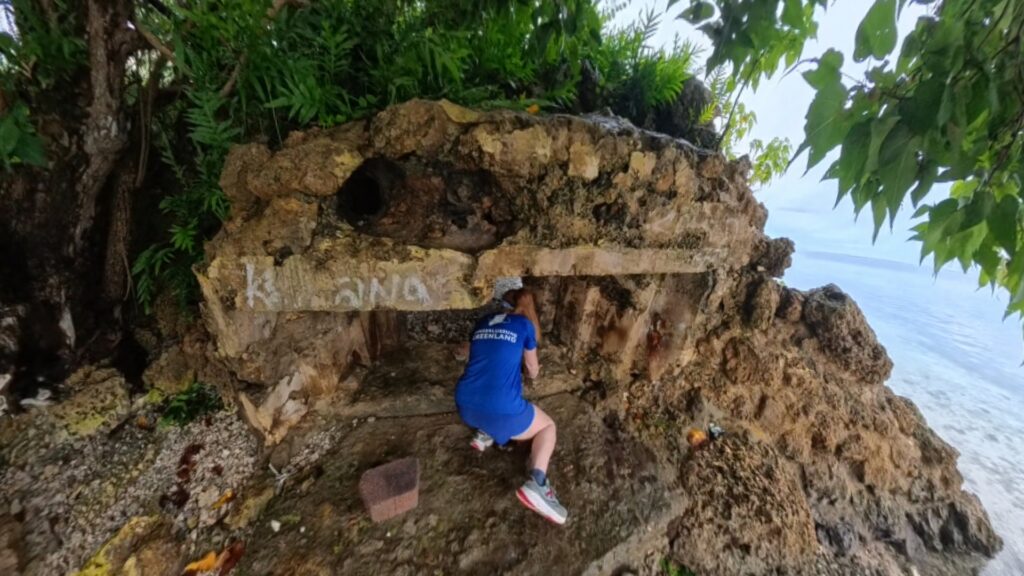 The running ginger running in Tumon Beach in Guam 