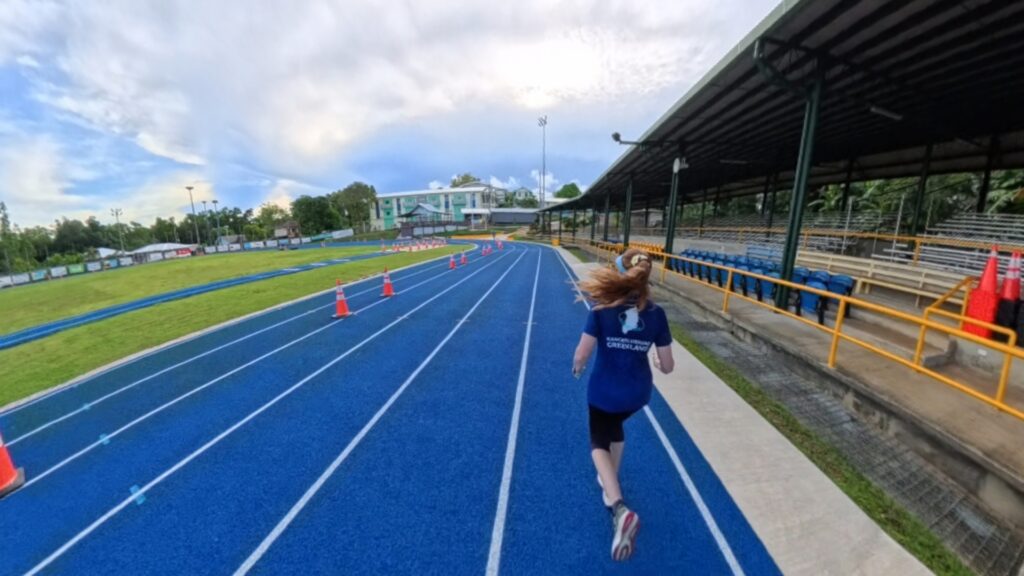 The running ginger running in Koror, Palau