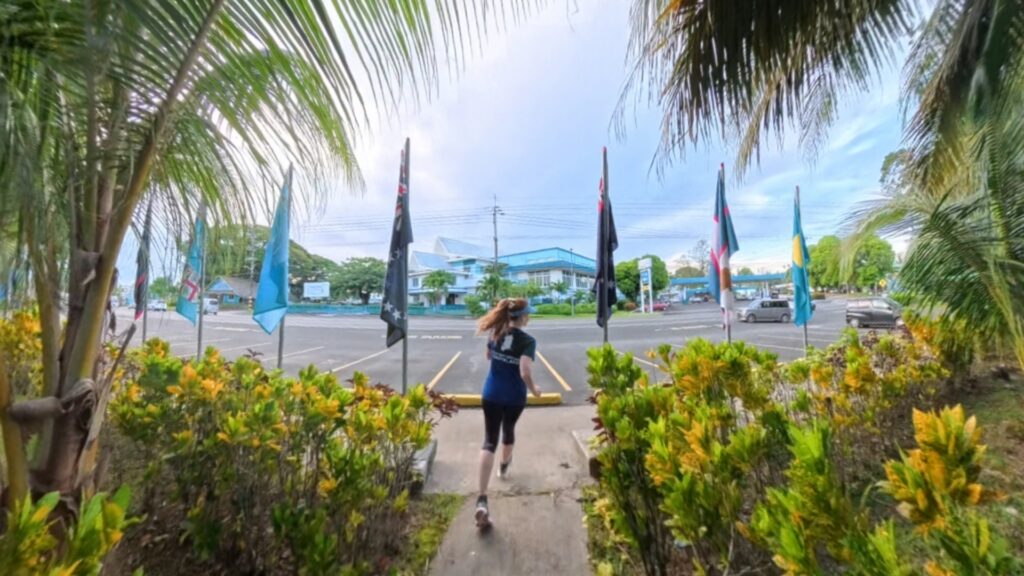 The running ginger running in Koror, Palau