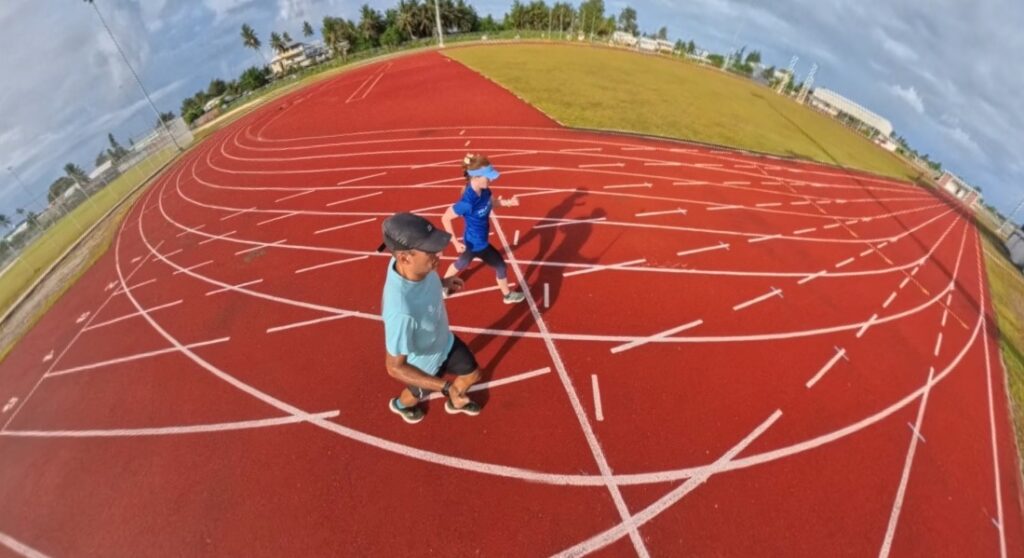 The Running Ginger running the Track and Field in Majuro in Marshall Islands