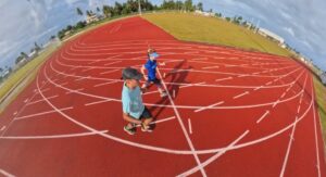The Running Ginger running the Track and Field in Majuro in Marshall Islands