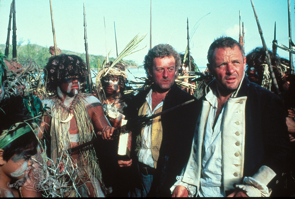 Scene from the movie "The Bounty" with Captain Bligh. Reference to the Fiji Islands.