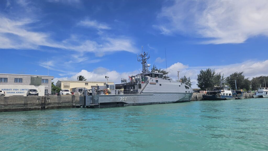 Images of North Tarawa in Kiribati in 2025. Kiribati's coastal police boat, RKS Teanoai II.