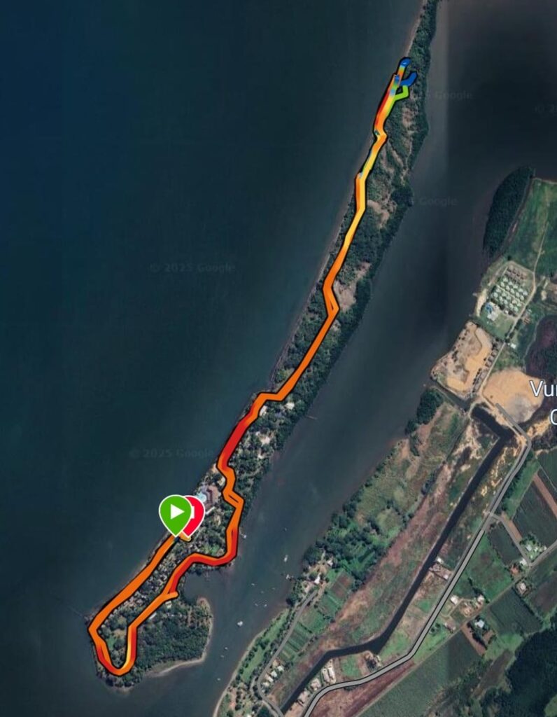 Route map for our 6k run in Fiji: Sonaisoli Island, Double Tree by Hilton Resort. 