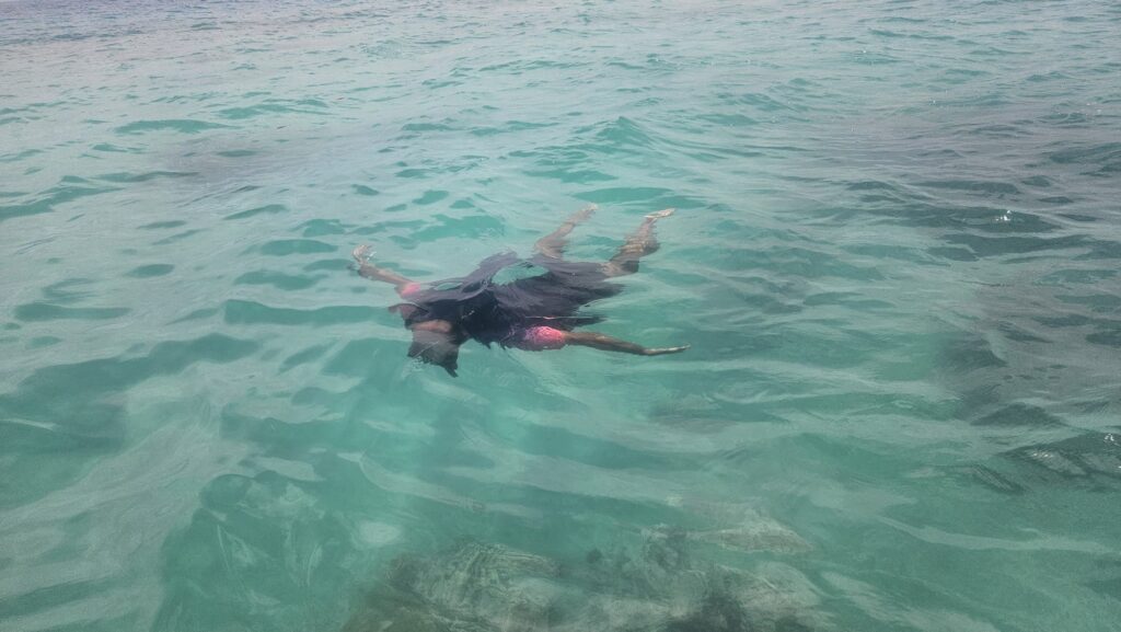 Images of North Tarawa in Kiribati in 2025. Snorkeling in the Lagoon
