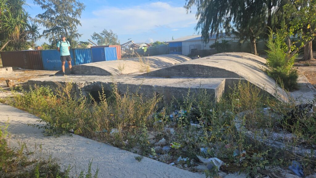 Images of our run in Betio, Kiribati in 2025. The running ginger running past WWII relics in Kiribati