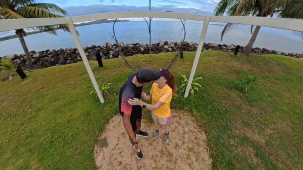 Images of our run in Sonaisoli Island in Fiji, in the Double Tree by Hilton resort and the island. Recommended 6k run in Fiji. Running down the aisle - running trough a Wedding Chapel!