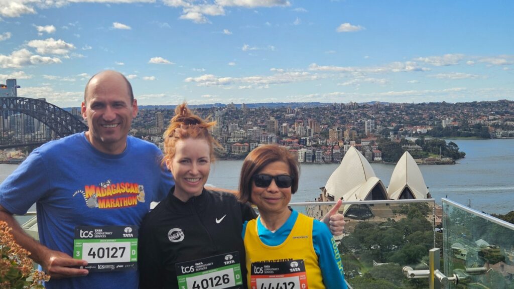 The running ginger with Lichu Sloan in Sydney Marathon 2025, an expert marathoner who we met in Madagascar