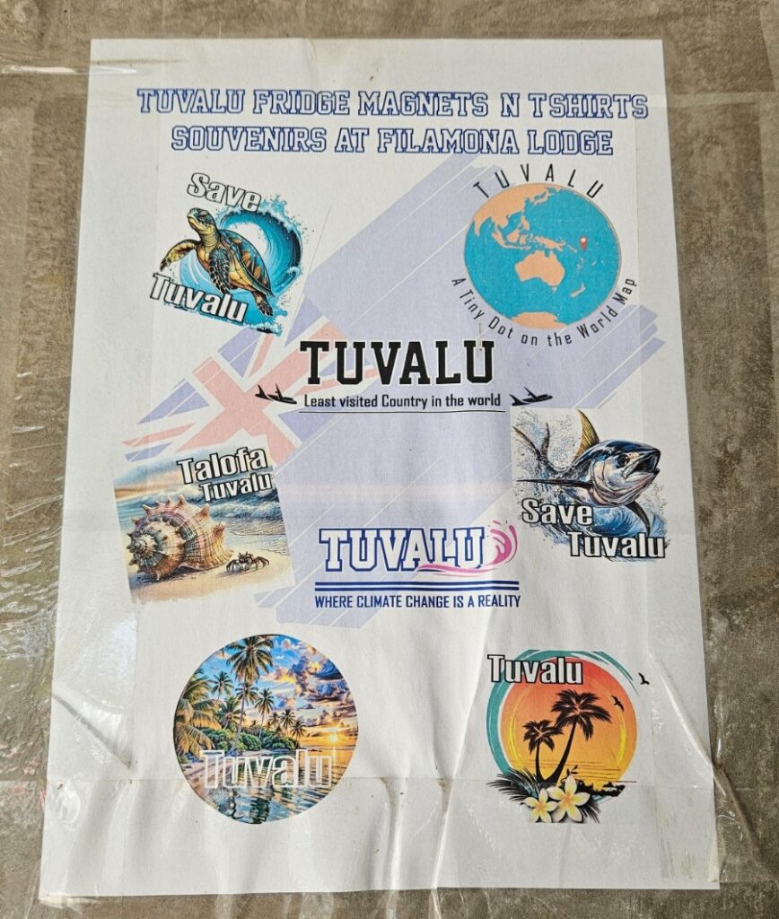 Fridge magnets being annonced in the airport. Selected images of the trip to Tuvalu, the least visited country in the world.