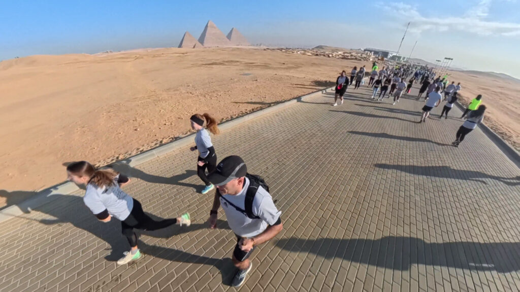 The Running Ginger in the Marazeh Pyramids Half Marathon in Gizah in 2025
