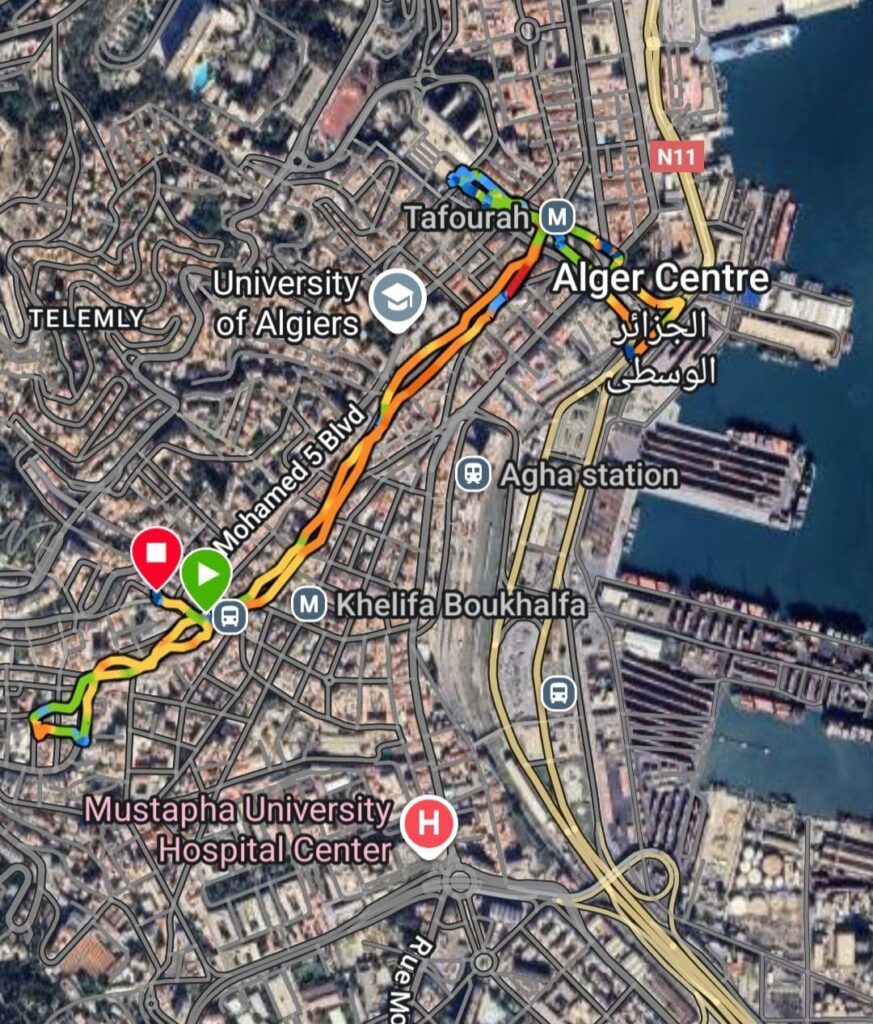 Recommended route map for a run in Algeria: running in Algiers.