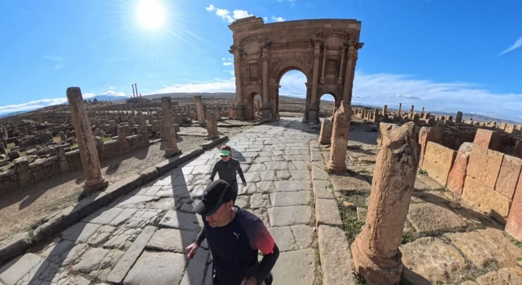 Running in Algeria in Timgad Roman Ruins
