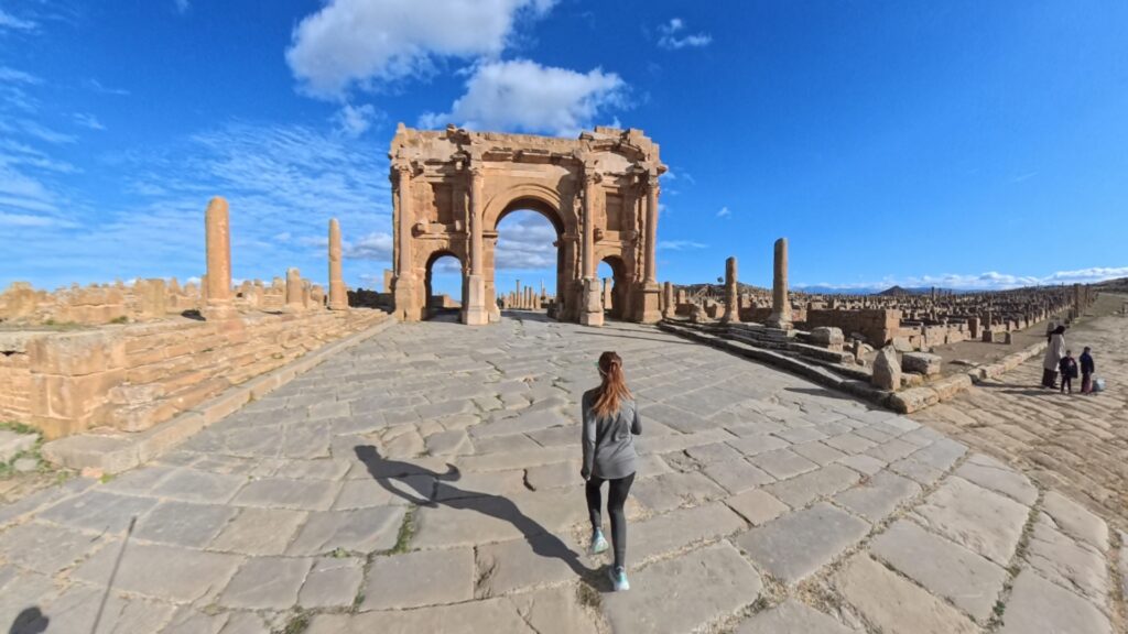 Running in the Roman Ruins of Timgad in Argelia. Recommended scenic run.