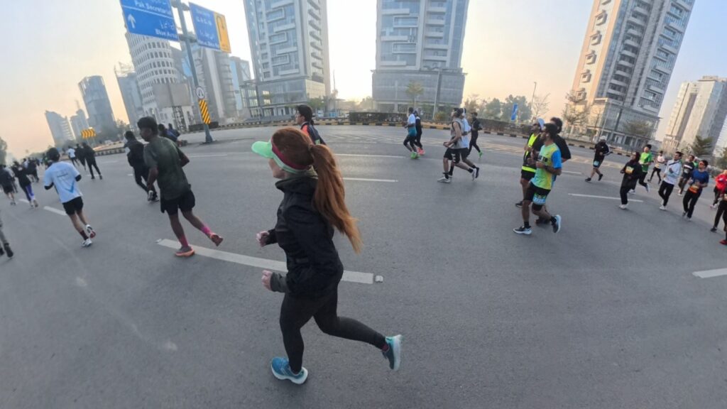 The running ginger in Islamabad Marathon in pakistan in 2026. Third place female overall.