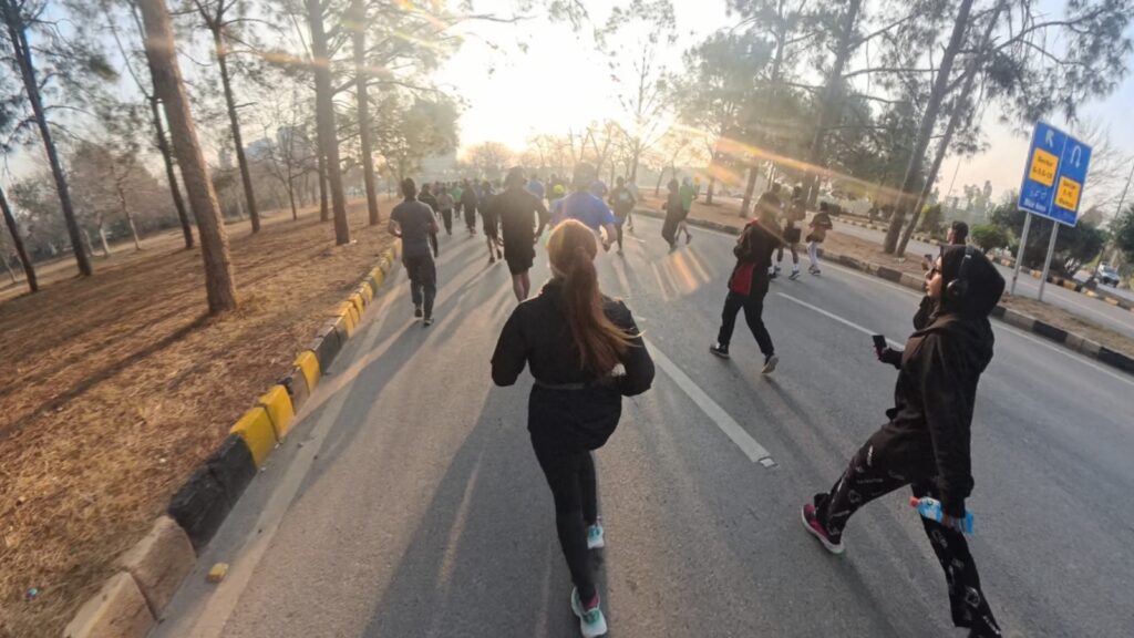The running ginger in Islamabad Marathon in pakistan in 2026. Third place female overall.