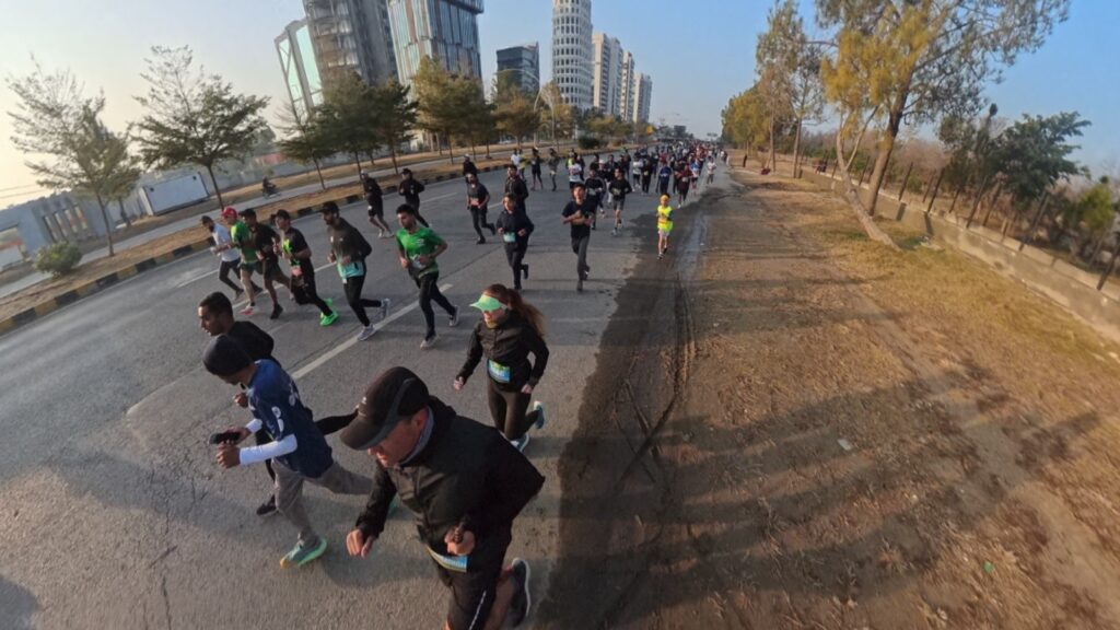 The running ginger in Islamabad Marathon in pakistan in 2026. Third place female overall.