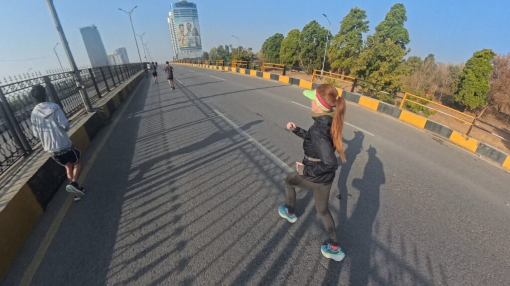 The running ginger in Islamabad Marathon in pakistan in 2026. Third place female overall.