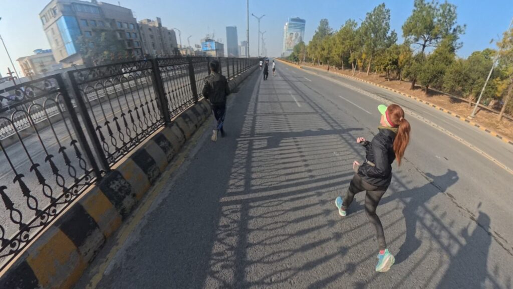 The running ginger in Islamabad Marathon in pakistan in 2026. Third place female overall.
