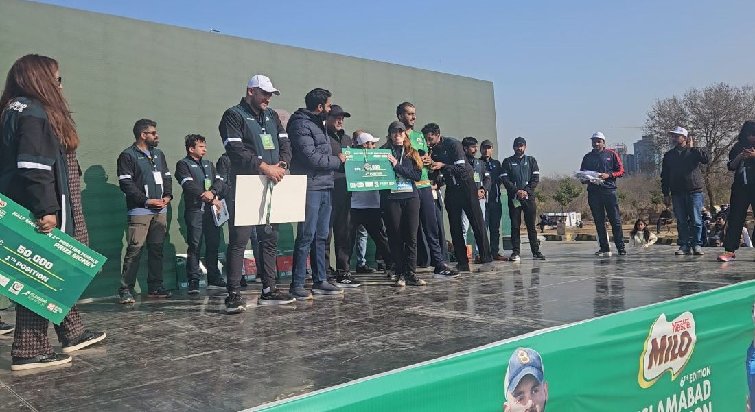 The running ginger in Islamabad Marathon in pakistan in 2026. Third place female overall.